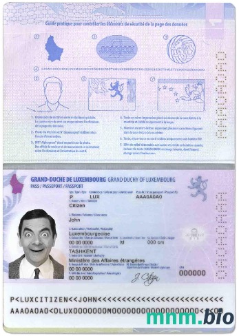 Przykład paszportu Luksemburskiego w formacie PSD, w pełni edytowalny